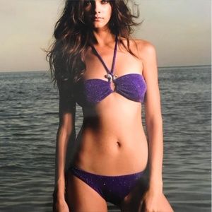 Sauvage purple glitter snake bandeau bikini